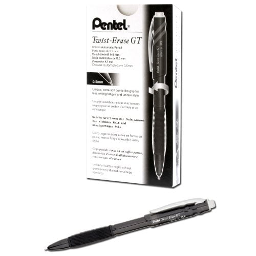 Pentel Twist Erase CLICK Mechanical Pencil Pack of 12 0.5mm Clear Barrel Blac... 