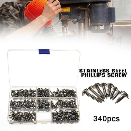 

340Pcs M3.5-M4.8 Screw Set Cross Round Head with Block Galvanized Pwa Belt
