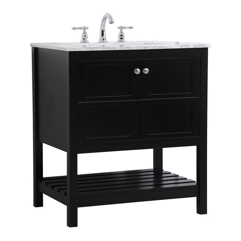 Elegant Decor Thalen 30" Steel and Solid Wood Single Bathroom Vanity in