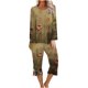 thumbnail image 2 of Puntoco Conjunto de pijama cómodo de dos piezas con cuello redondo y manga larga para mujer Puntoco Puntoco-3837, 2 of 5