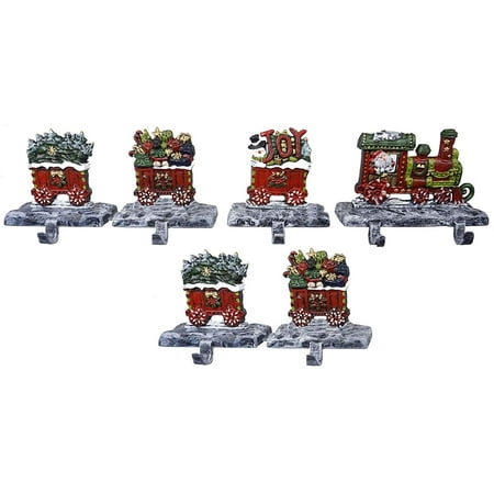 LuLu Decor, 100% Cast Iron Christmas Stocking Holders, 2D Train Engine with 5 Rail carts, 7 Stocking Hooks, Beautiful & Strong Sturdy Heavy Hooks, Each Weighs Approx 3 lb (Combo Train (Best Java 2d Game Engine)