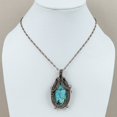 thumbnail image 6 of Natural Tibetan Turquoise Gemstone Copper Wire Wrap Gift Pendant 2.64", 6 of 6