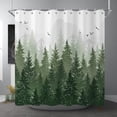 thumbnail image 3 of Sage Green Forest Shower Curtain, Pine Tree Foggy Forest Woodland Mountain Nature Bathroom Curtain Home Decor Waterproof Fabric Machine Washable with 6PCS Hooks,36" Wx72 L, 3 of 6