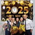 thumbnail image 5 of Fondos de Año Nuevo 2025 en dorado negro para fotografía, fondo para fotos de Año Nuevo, fuegos artificiales brillantes, globos dorados, 5 of 5
