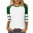 thumbnail image 4 of Olyvenn Fashion 3/4 Sleeve Baseball Style T Shirts Womens Jersey Tops Striped 3/4 Sleeve Casual Style Summer Color Block Tees Multicolor XXL, 4 of 7