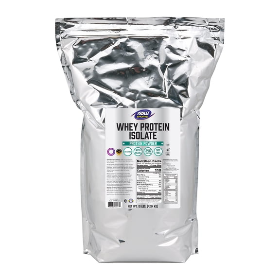 NOW Sports Nutrition, Whey Protein Isolate, 25 g With BCAAs, Unflavored Powder, 10-Pound