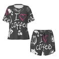 thumbnail image 5 of Wukai I Love Coffee Women's Pajama Set,Short-Sleeve Top and Shorts with Elastic Waistband and Pockets for Loungewear, Yoga, and Casual Wear-X-Large, 5 of 8