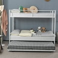 thumbnail image 5 of Zimtown Twin over Twin Bunk Bed with Trundle, Heavy Duty Metal Bed Frame with Safety Rail Side Ladders for Dormitory Bedroom Boys Girls Adults,No Box Spring Needed (White), 5 of 12