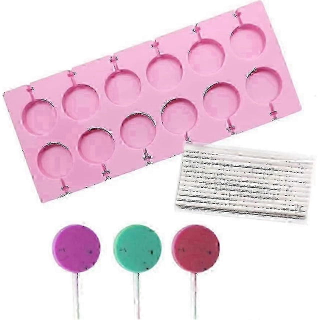 Silicone Round Lollipop Molds for Chocolate Hard Candy Including 25 Pieces of Lolly Sticks Per Pack SZRH A-VH