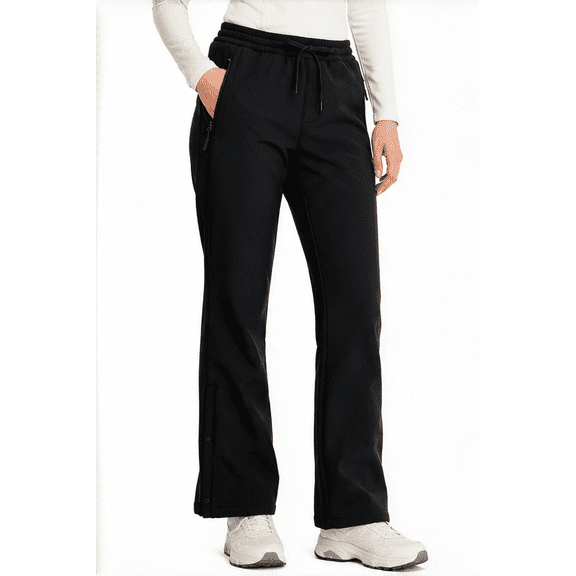 YAPPO Women's Fleece Lined Hiking Pants, Stretch Softshell Bootcut Pants with Zipper Pockets for Winter