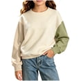 thumbnail image 2 of FAIOROI Kids Color Block Crew Neck Sweatshirt Boys Girls Long Sleeve Casual Pullover 7-8T, 2 of 6