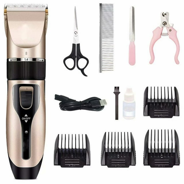 Dog Grooming Clippers, Professional Pet Grooming Kit Rechargeable Pet Shaver Cordless Silent Dog Hair Trimmer with 4 Comb Attachments & Extra Tools for Dogs Cats and Pets