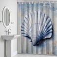 thumbnail image 5 of White Shell Shower Curtain for Bathroom Decor, Ocean Seashell Simple Oil Painting Realistic Waterproof Fabric Shower Curtain, 72"x72" Set with 12 Hooks, 5 of 9