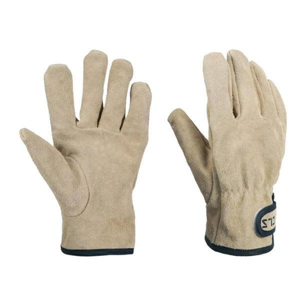 Guantes de trabajo de cuero duraderos y resistentes para conducción de camiones, almacén, jardinería, Caqui