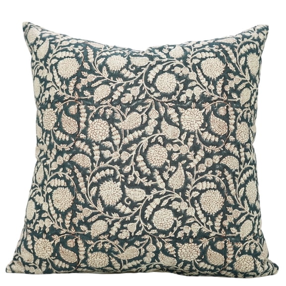 Fabdivine's Hand Block Print Pillow Cover 12"X20" Perfect for Living Room, Dark Blue, Gopi