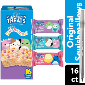 Kellogg's Rice Krispies Treats Original Crispy Marshmallows Squares, Kids Snacks, 16 Count with pan