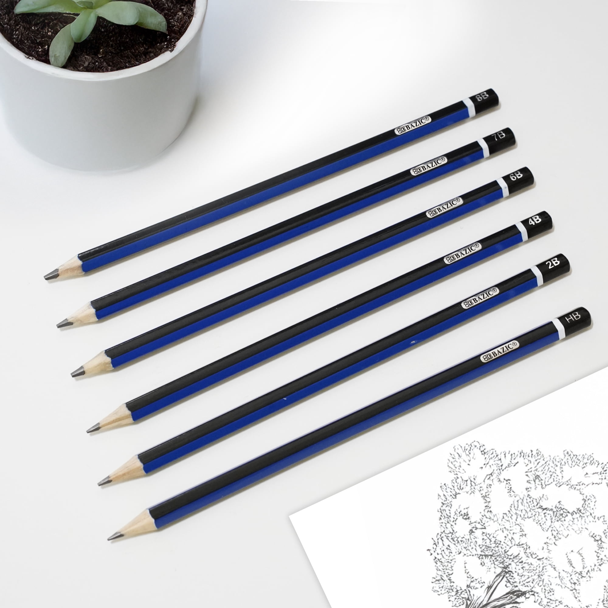 BAZIC Drawing Sketching Pencil Set, for Beginner Artist (6/Pack), 24-Pack