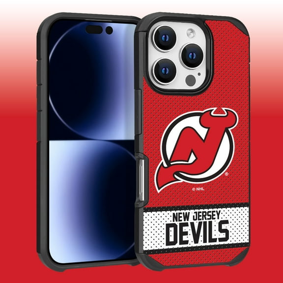 Apple iPhone 16 Pro (6.3) - NHL Licensed New Jersey Devils Mets Team Logo on Jersey Textured Dual Layer Case