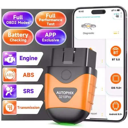 AUTOPHIX 3210 Pro Bluetooth OBD2 Scanner, Wireless OBDII 4 System Diagnostic Tool, Battery Test, Check Engine ABS SRS Transmission Car Code Reader for iPhone & Android& iPad, Free Update Lifetime
