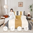 thumbnail image 3 of Homewish Modern Geometric Stripe Twin Comforter Sets,Gray Gold White Bedding Set,Light Gray Reversible,2pcs,1 Comforter and 1 Pillowcase, 3 of 7
