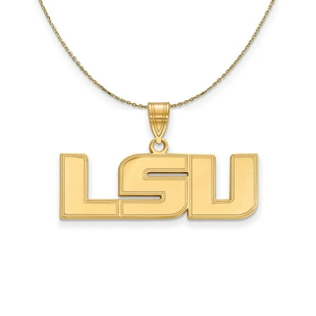 14k Yellow Gold Louisiana State Medium 'LSU' Necklace - 20 Inch