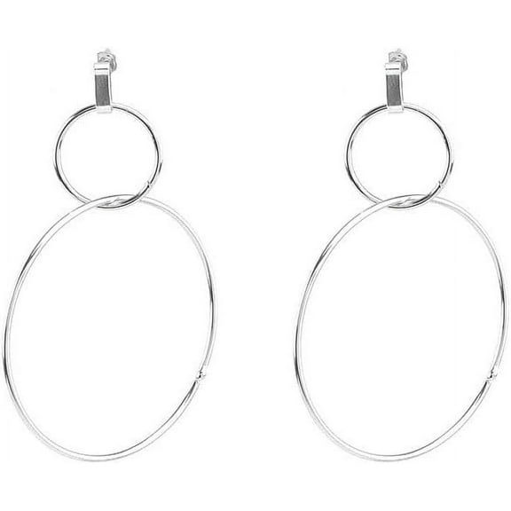 Geometric Double Circle Round Stud Earrings Women's Lucky Number 8 Shape Hollow Big Hoop Earrings