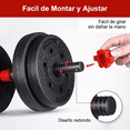 thumbnail image 5 of Mancuernas Ajustables, Barras, Pesas De Ejercicio Kit 15kg Negro Lineas rojas, 5 of 5