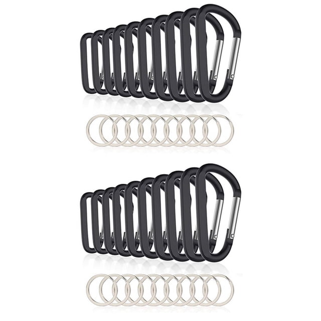 20PCS 3 Inch/8CM Carabiner Clips, D-Ring Caribeaner with Keyring for Home RV Camping Fishing Hiking Traveling Backpack