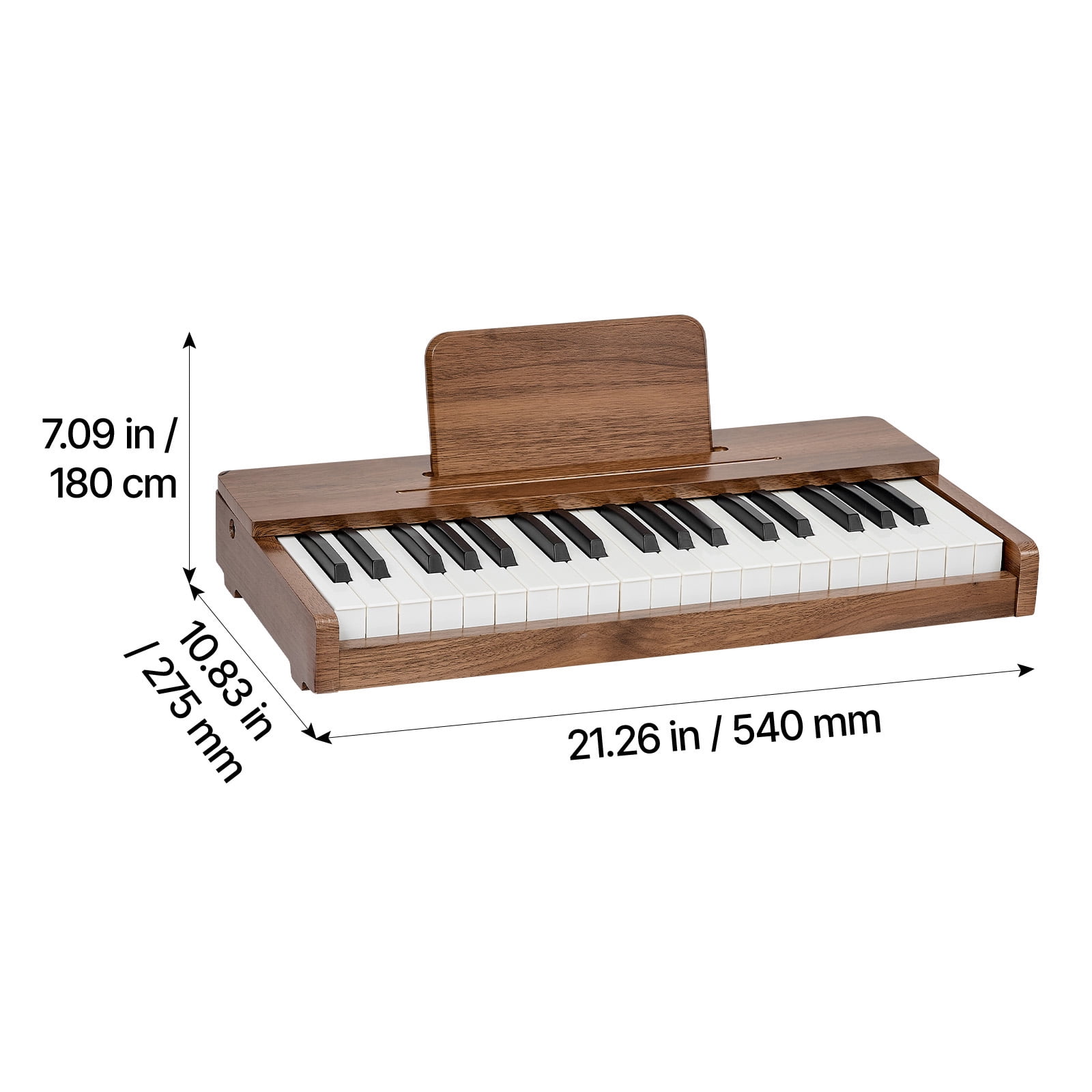 KFFKFF 37-Key Wooden Digital Piano for Kids, Mini Educational Musical Instrument with Realistic Sound, Dual Power Options, Adjustable Volume, Ideal for Toddlers and Children, Walnut Finish