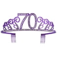 thumbnail image 1 of KAKOWELY Corona con números, delicada decoración para tarta de cumpleaños, elegante tocado, accesorio para el cabello para mujeres y niñas (morado 70), 1 of 4
