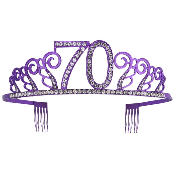 KAKOWELY Corona con números, delicada decoración para tarta de cumpleaños, elegante tocado, accesorio para el cabello para mujeres y niñas (morado 70)