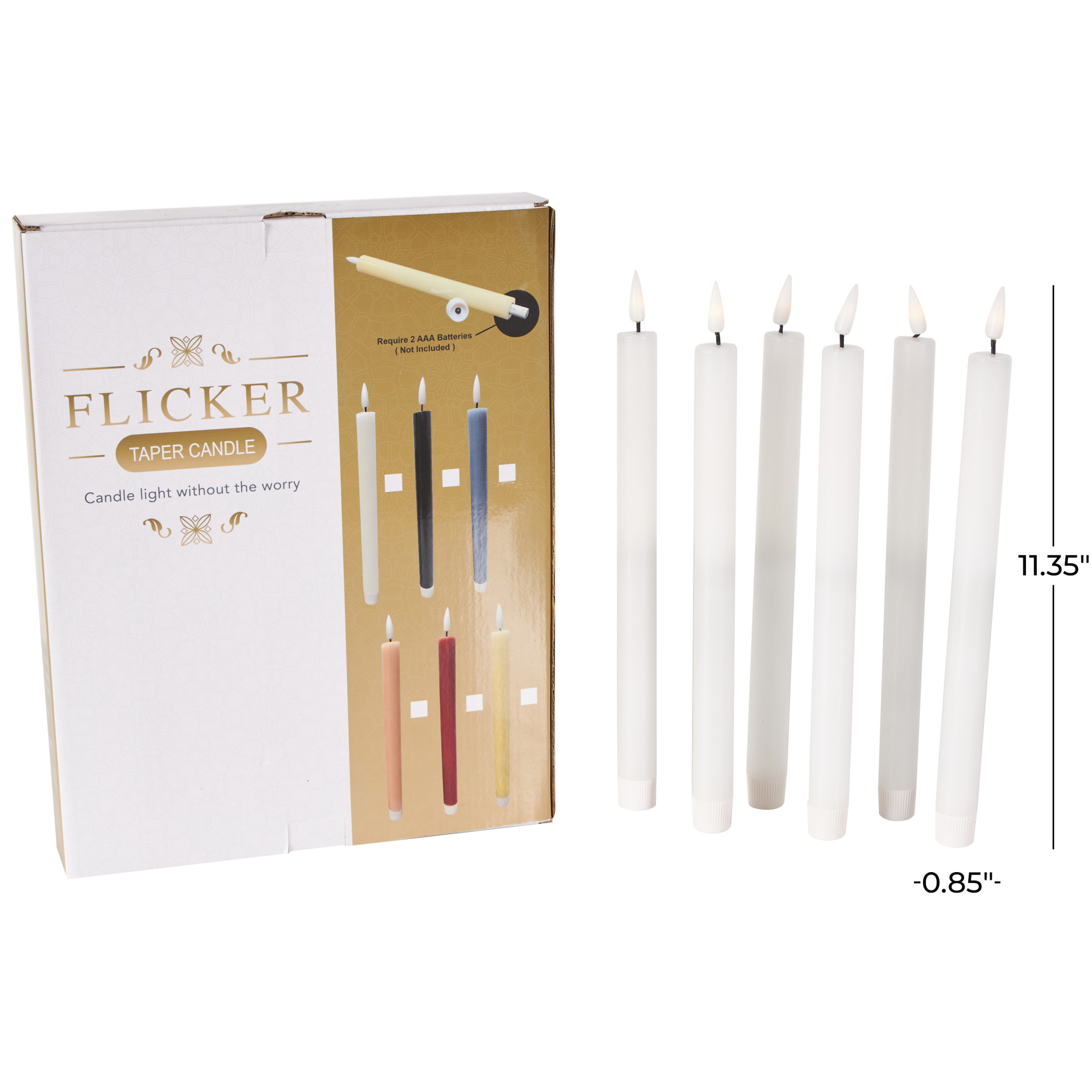 DecMode 11"H Unscented Wax  Flameless Candle with Remote Control (Set of 6)