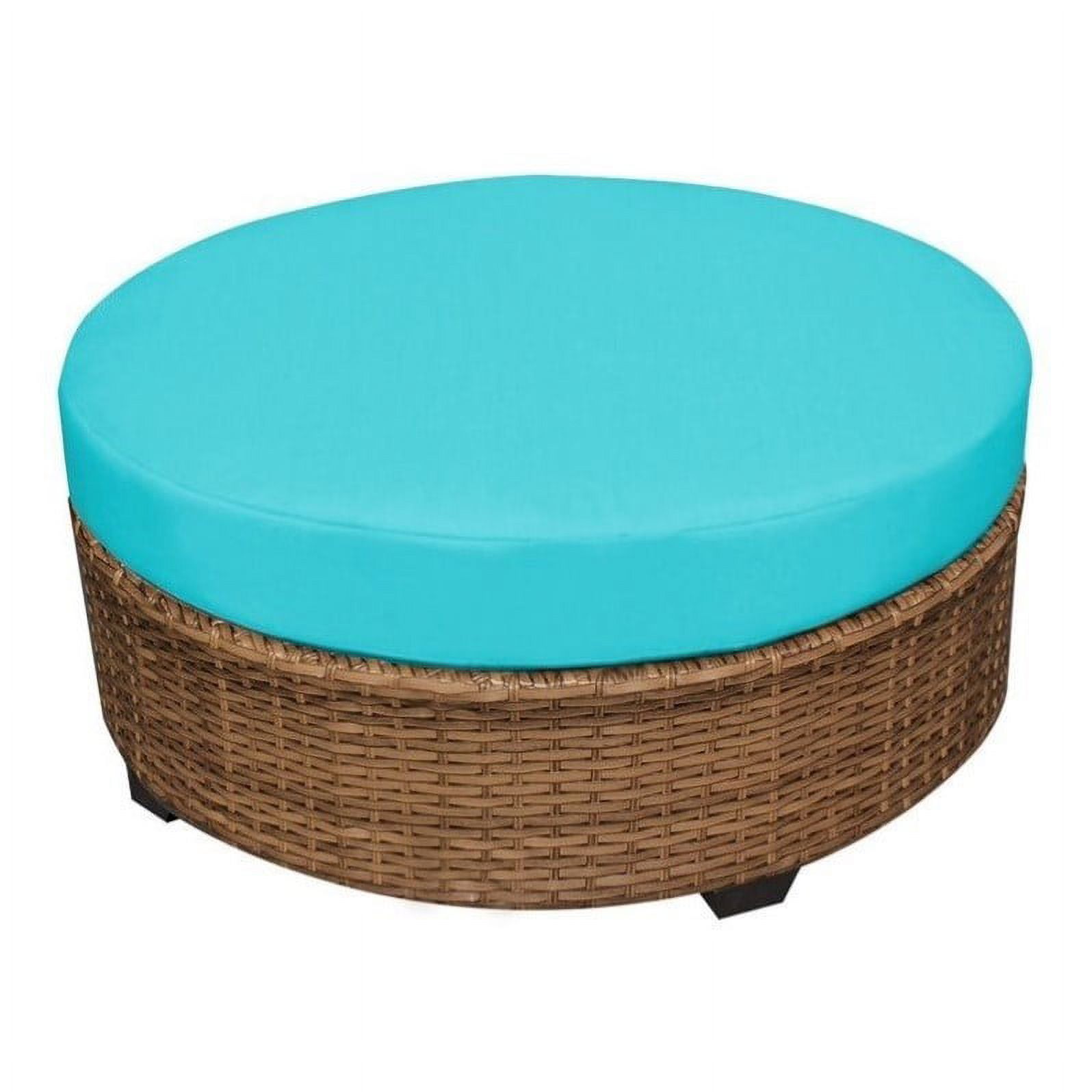 Set of 2 Outdoor Wicker Curved Sofa and Coffee Table in Aruba Blue - image 3 of 5