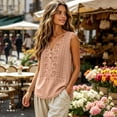 thumbnail image 4 of Bexdxz Cotton-Linen Blend Tops for Women 2026 Summer Casual Embroidered Tank Tops Loose Fit V Neck Sleeveless Shirts Trendy Boho Clothes Light pink S, 4 of 6