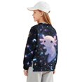 thumbnail image 2 of Xoenoiee Axolotl Universe Star Print Sweatshirt for Girls Kids Crewneck Fall Outfits Oversized Long Sleeve Tops Lightweight Sweater Trendy Side Split Winter Clothing, 5-6 Years, 2 of 7