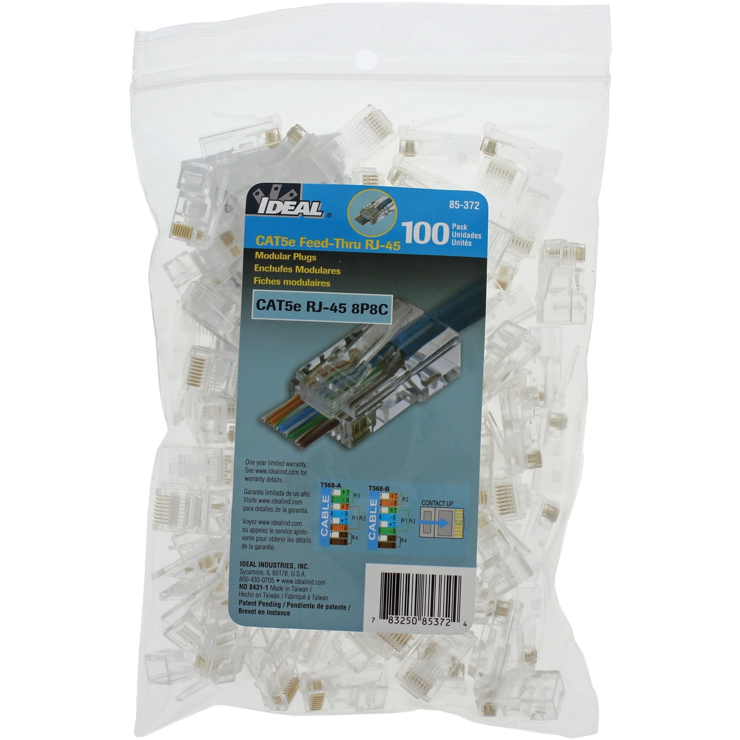 IDEAL CAT-5E Feed-Thru RJ45 Mod Plugs (100 Pack)