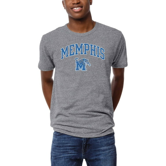 Men's League Collegiate Wear Heather Gray Memphis Tigers Arch Victory Falls Tri-Blend T-Shirt