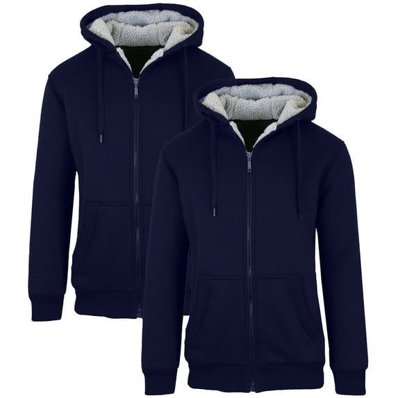 Men's Sherpa-Lined Zip-Up Fleece Hoodies (2-Pack)