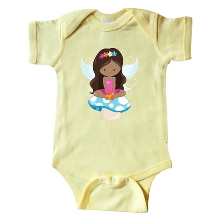 

Inktastic African American Fairy Fairy Sitting On Mushroom Gift Baby Girl Bodysuit