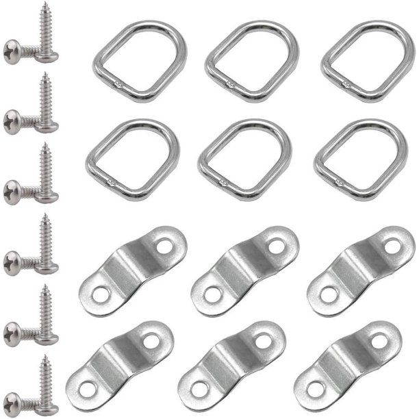 Ojal de acero inoxidable, gancho de amarre, kit de 6 piezas de ojales de diamante, anillos de amarre, correa para remolque de servicio pesado, remolque, camión, gancho de ojo de tracción