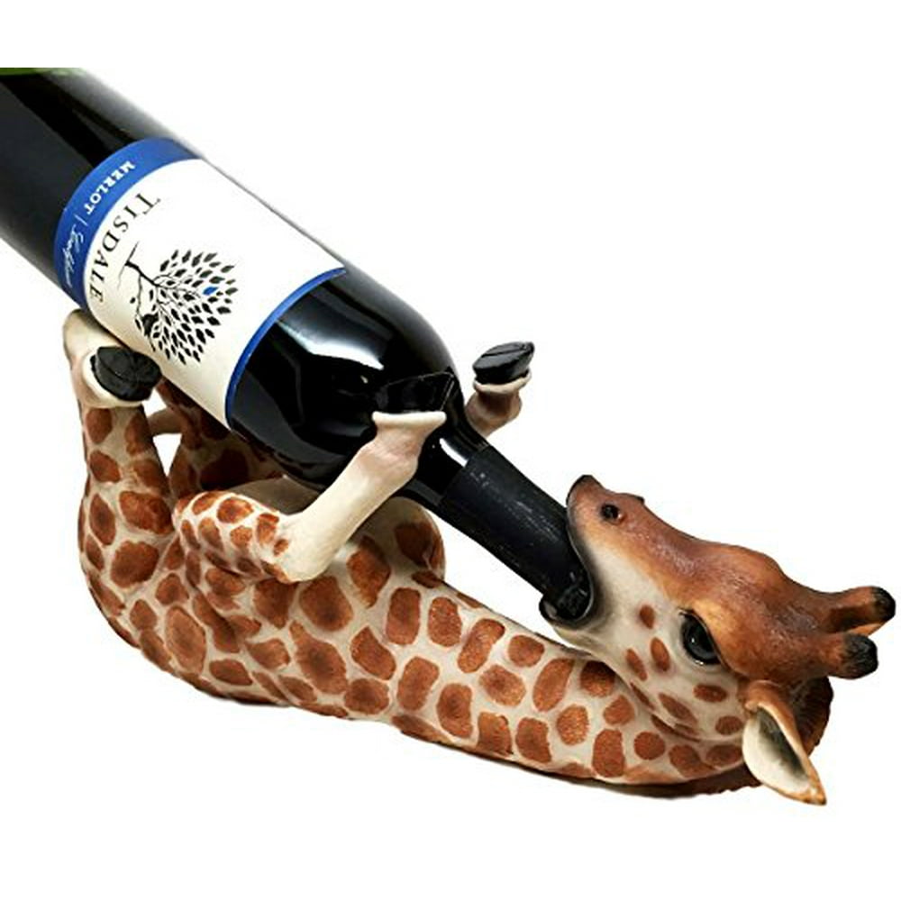 KITCHEN DECOR SAFARI GIRAFFE WILDLIFE WINE BOTTLE HOLDER FIGURINE