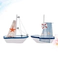 thumbnail image 2 of EeaseMX 2 piezas de adorno de velero de madera, estilo mediterráneo, modelo de velero, artesanía de madera, decoración de mesa para el hogar, velero para fiesta A y C, 2 of 7