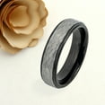 thumbnail image 2 of Men's Women's Tungsten Wedding Band Engagement Ring 6mm Two-tone Hammered Gun Metal Brushed Finish Black IP Inner Ring Stepped Edge, 2 of 4