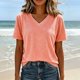 thumbnail image 4 of Neewe Short Sleeve V Neck Tees for Womens Tops Daily Fashion Clothes 2026 Casual Summer Spring Fall Outfits, 4 of 6