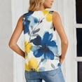 thumbnail image 4 of Women Plus Size Tank Tops Sleeveless V Neck Satin Print Pullover Summer Casual Stylish Comfy Tunic Blouse (L, Blue), 4 of 7