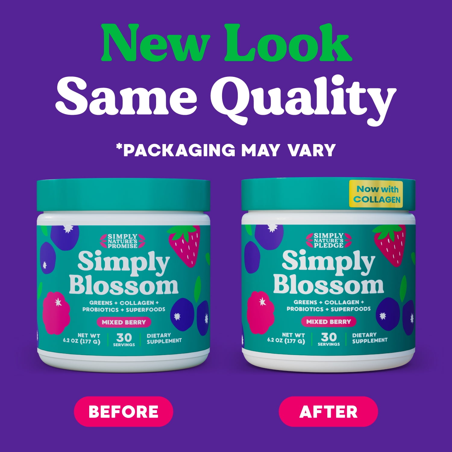 Simply Blossom Daily Greens & Superfood Powder for Women – Collagen + Probiotics for Digestion, Bloating Relief & Energy – 48 Organic Nutrients, Gut Health Support – Mixed Berry, 30-Day SupplySimply