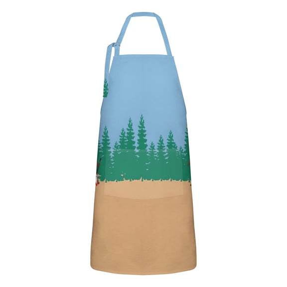 Blue Bigfoot and Guitar Pattern Apron-Garden Aprons for Women with Pockets-Cotton Linen Waterproof Kitchen Cooking Gardening Aprons Adjustable for Kitchen,Cooking,BBQ and Salon 33x27 Inch