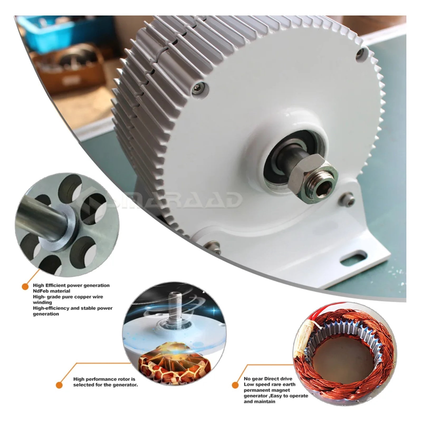 Gearless Permanent Magnet Generator Low Speed 1000W 12V 24V 48V For Water Conservancy And Wind Power Household - WITH BASE_24V_1KW WITH CONTROL