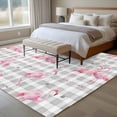 thumbnail image 5 of 8x10 Washable Area Rug, Pink Flamingo Non-Slip Extra Large Rectangle Rug for Living Room Bedroom, Summer Animal Heart Shape Palm Leaf Gray Plaid Indoor Floor Mat for Home Decor, 5 of 9