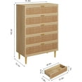thumbnail image 2 of Historyli Rattan Dressers, for Bedroom, 5 Drawer, Tall, with Deep Drawers, Original wood, 2 of 8